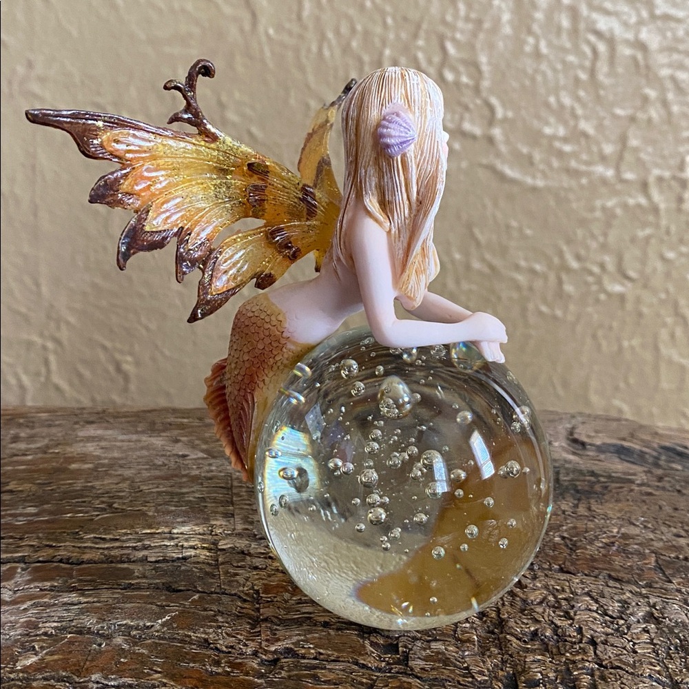 🧜‍♀️Rare Vintage🧜‍♀️Mermaid Fairy On Glass Ball - Picture 7 of 15